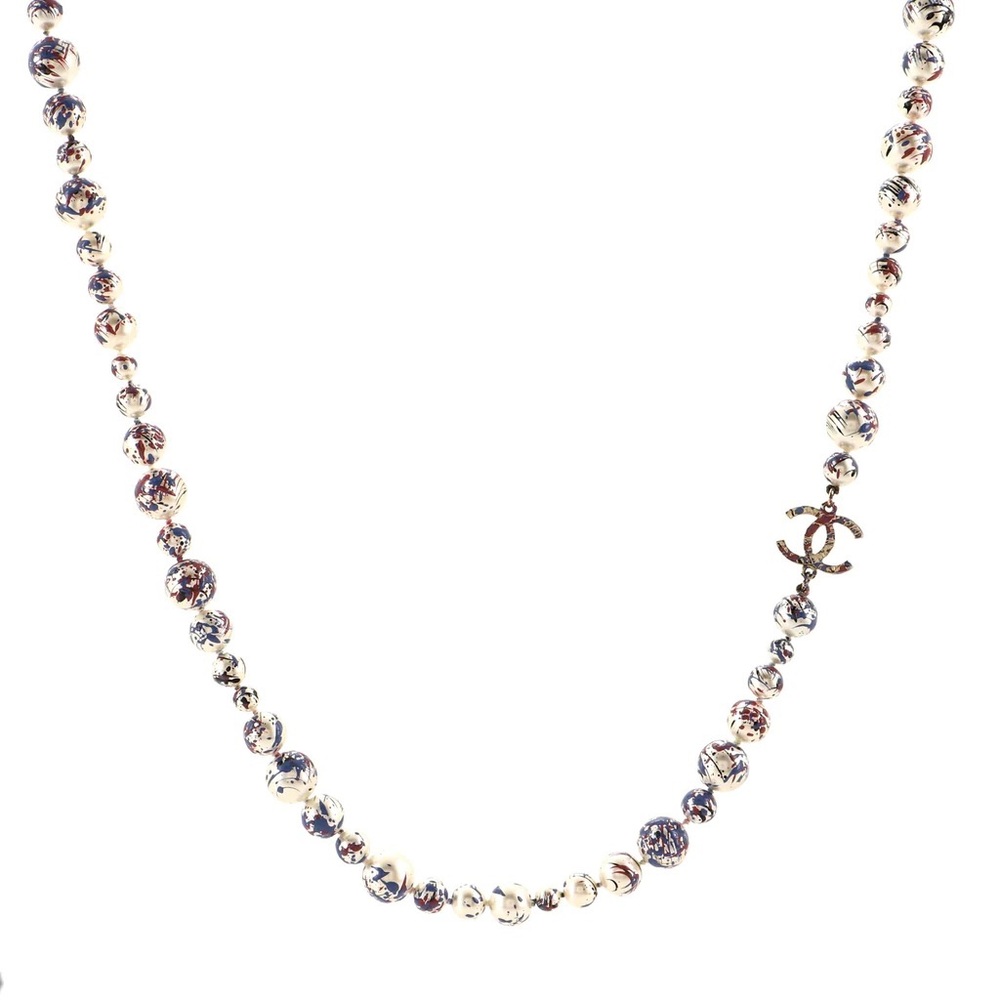 Rare Chanel Graffiti Splatter Paint Pearl Necklace - Picture 3 of 6